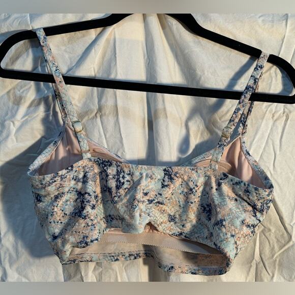 Kona Sol Bralette Bikini Top Size Medium Snakeskin Print Built-In Bra Draped - Picture 2 of 4